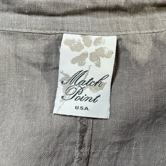 Match Point Blouse Womens Medium Gray Linen Lightweight Vacation Beach Lagenlook - Picture 6 of 9